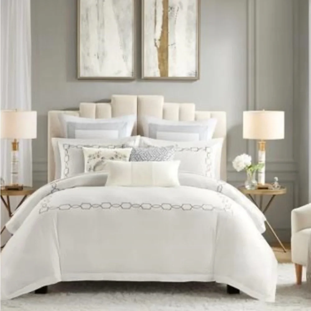 Croscill Home Villa 3 Piece Duvet Set Queen/Full Steel Gray